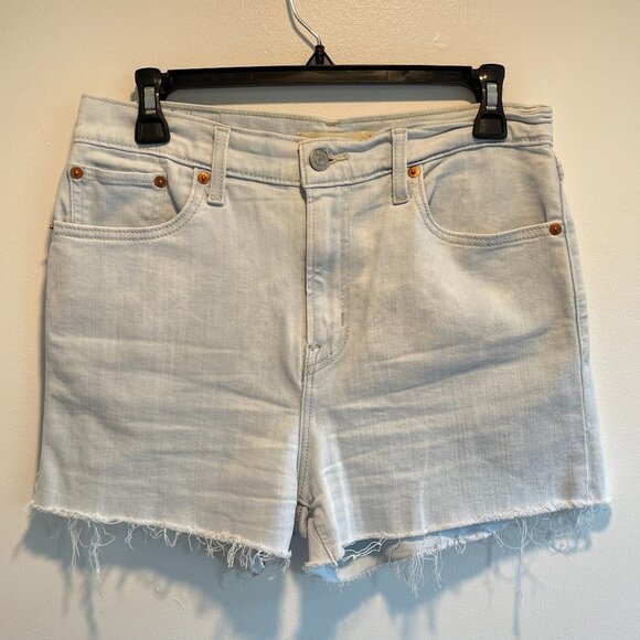 Levi Light Wash High Rise Shorts with Raw Hem Size 30 - Picture 1 of 9